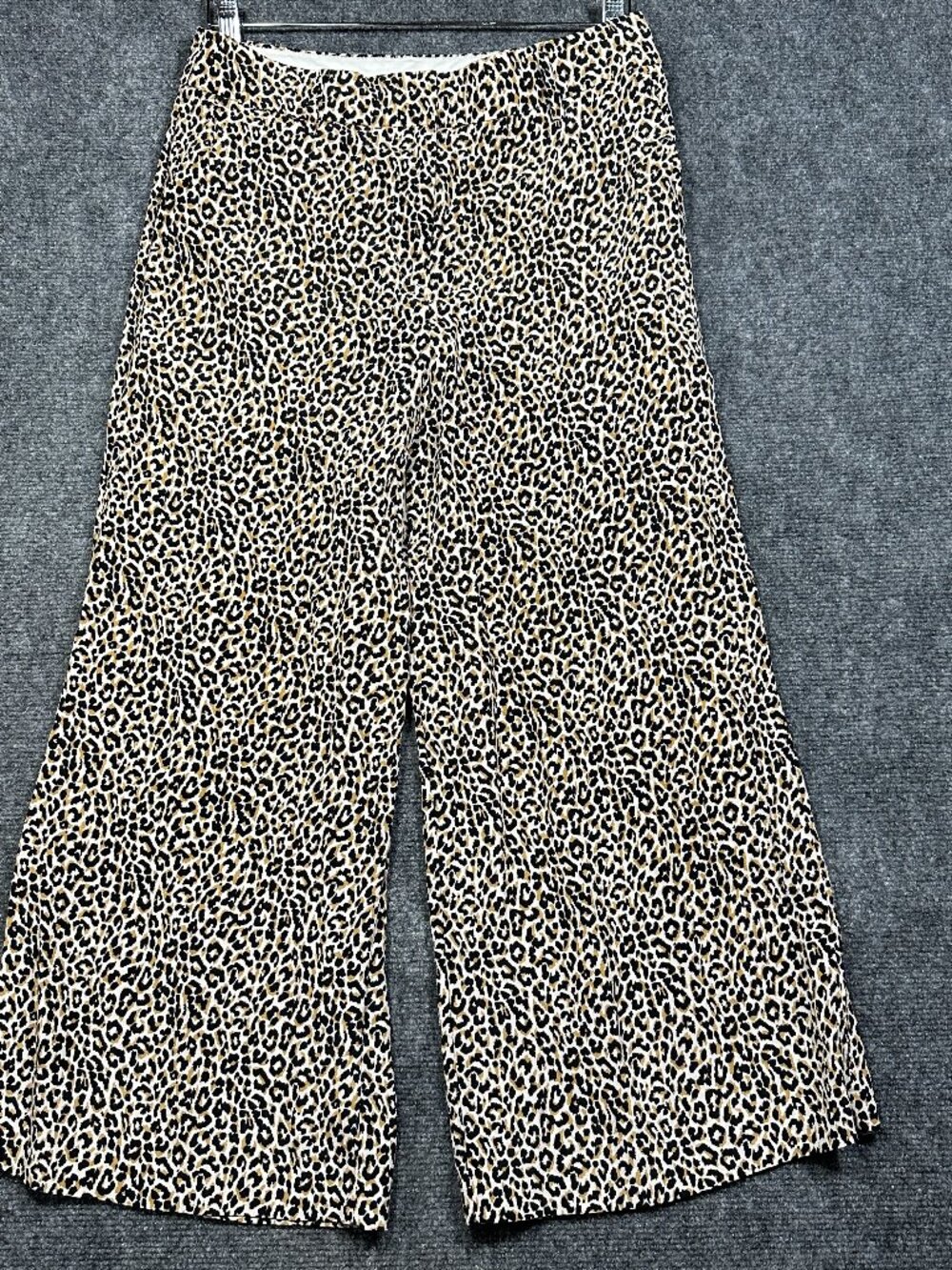 J Crew Pants Womens 6 wide Leg Cropped in Leopard Print Silk Zip Fly J5692